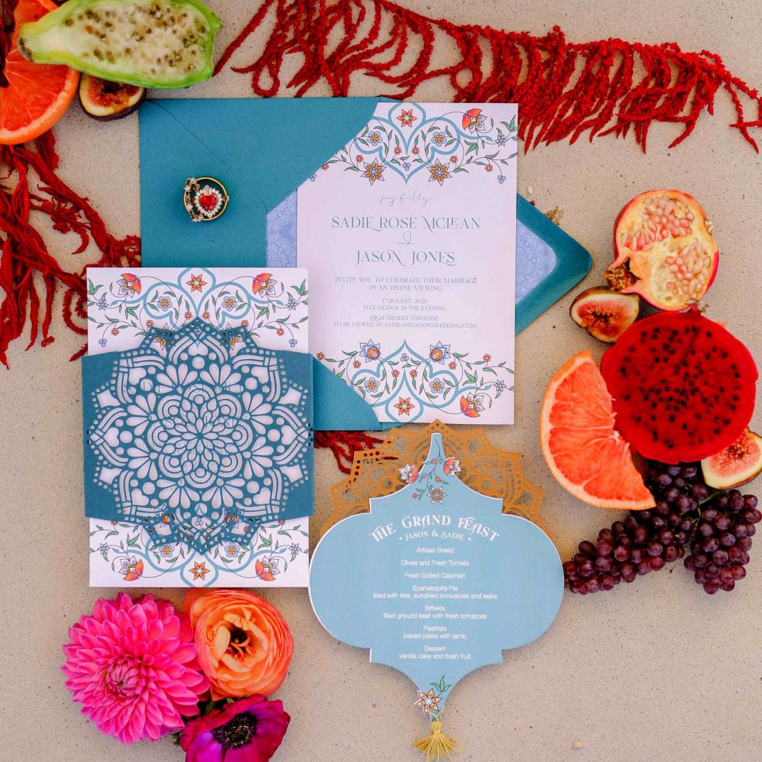 die cut mandala boho wedding invitations