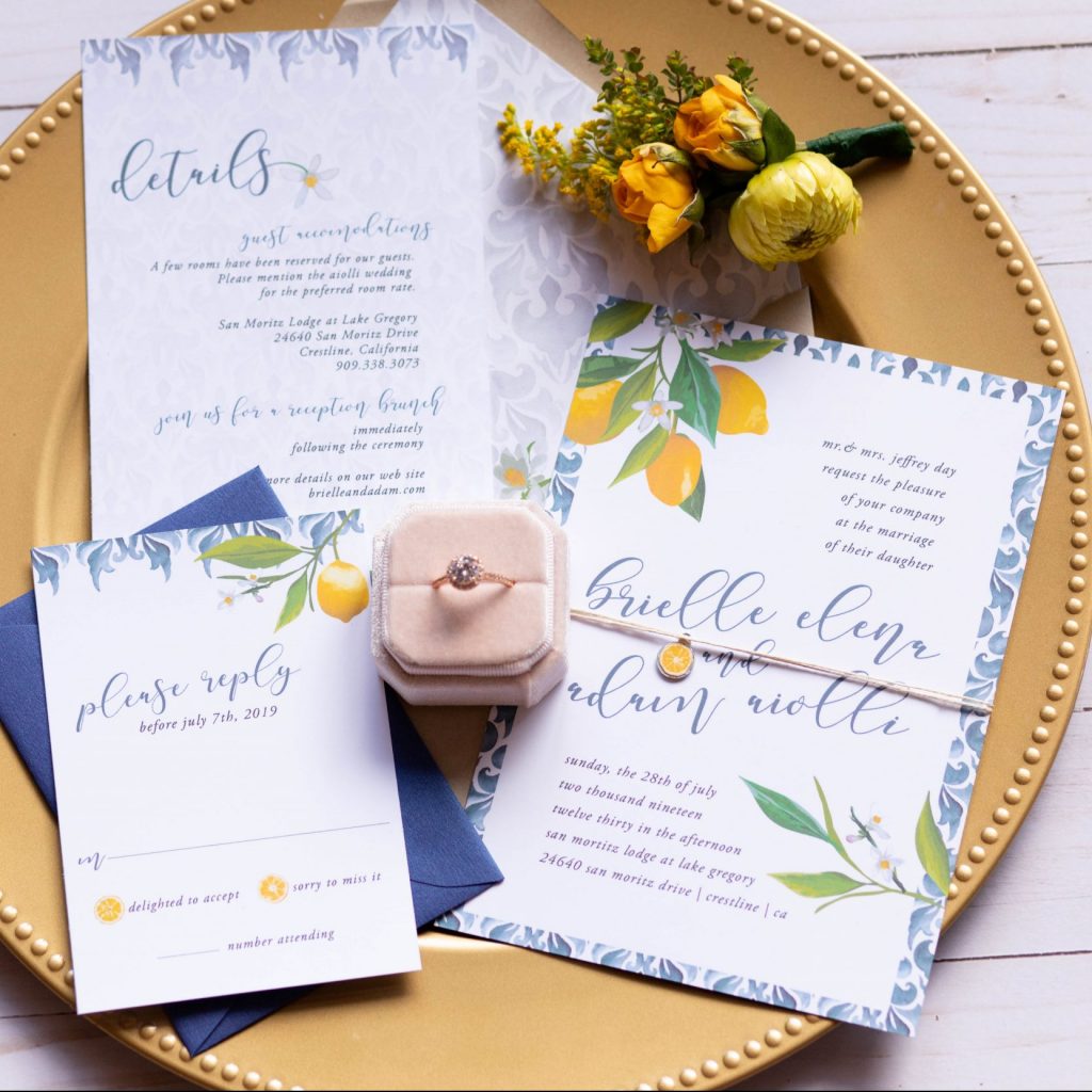 tuscany lemon wedding invitation suite