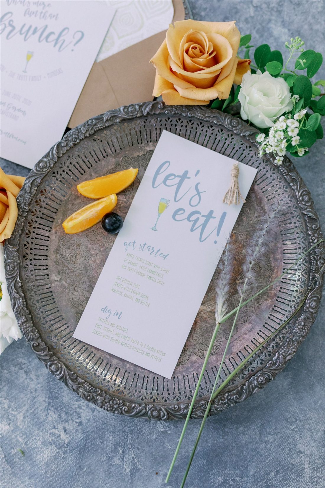 menu matching brunch invitations