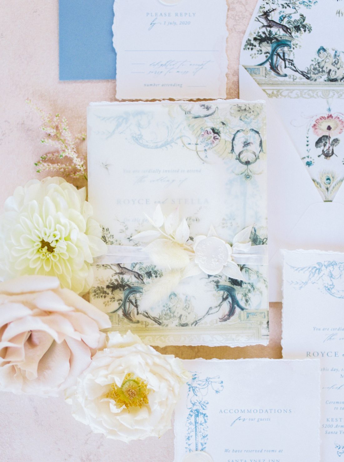 fine art chinoiserie wedding invitation