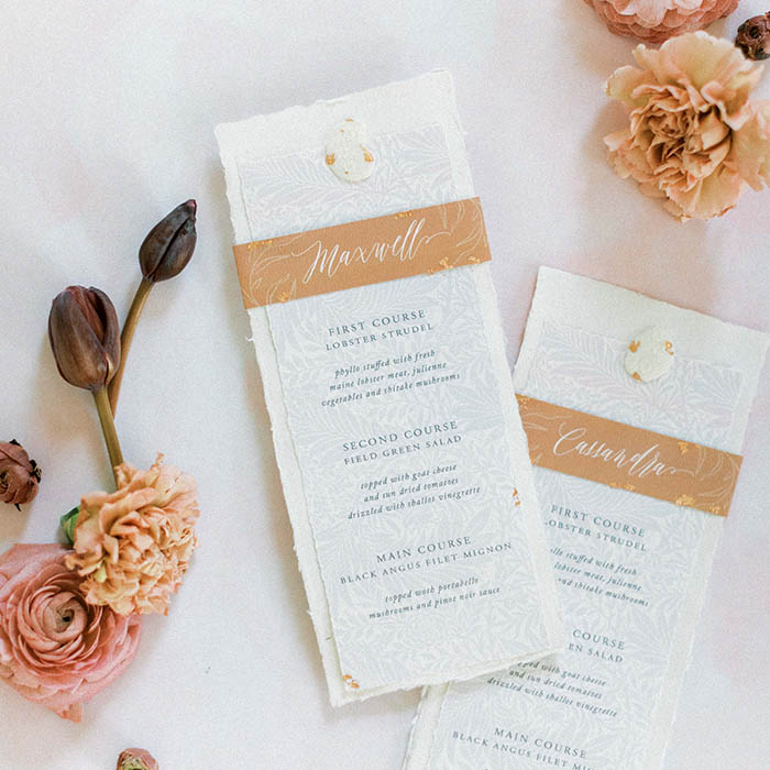 menus with place card